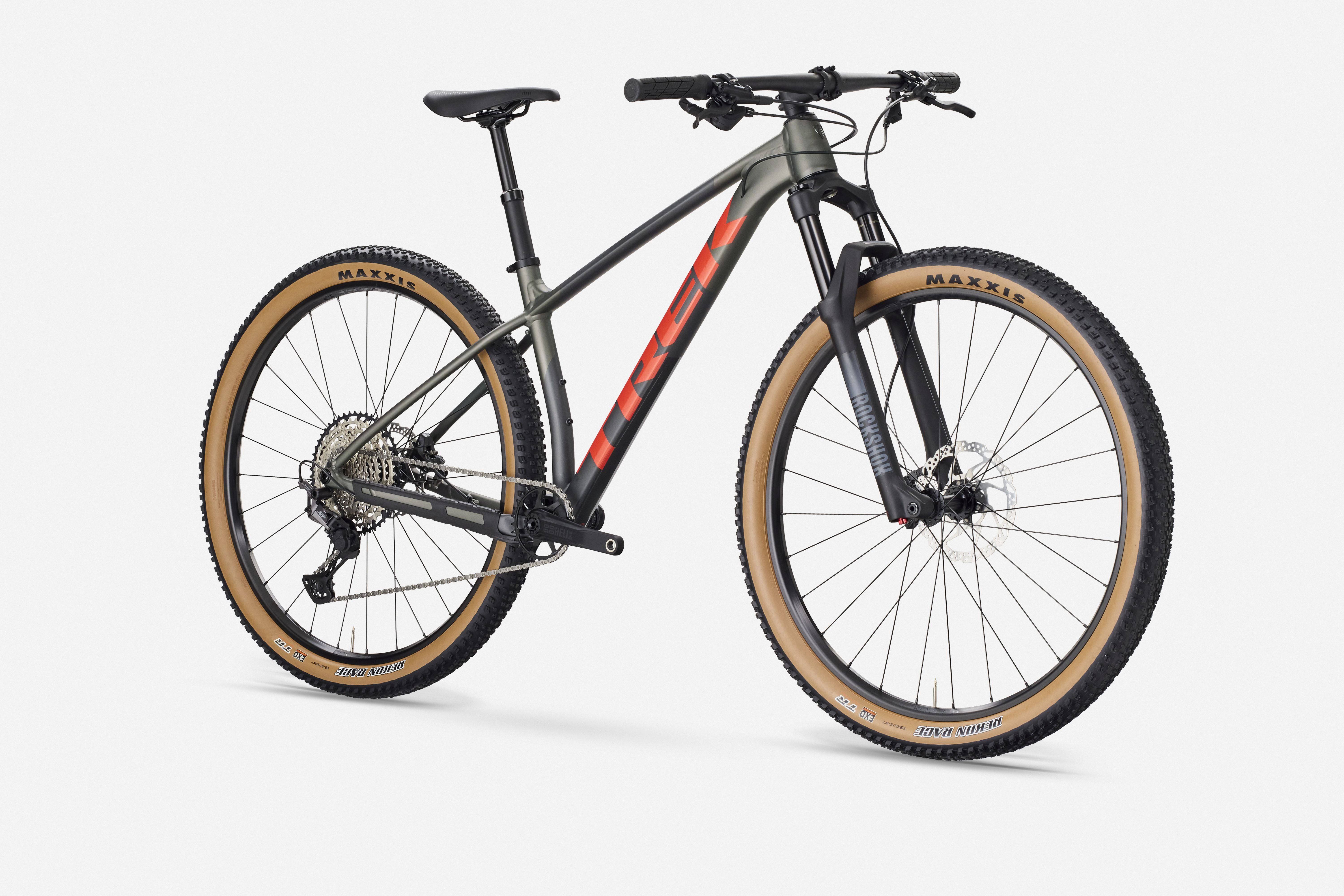 Trek Procaliber 8 mountain bike with Shimano XT groupset, designed for off-road trail riding, featuring a sleek frame and rugged tires.