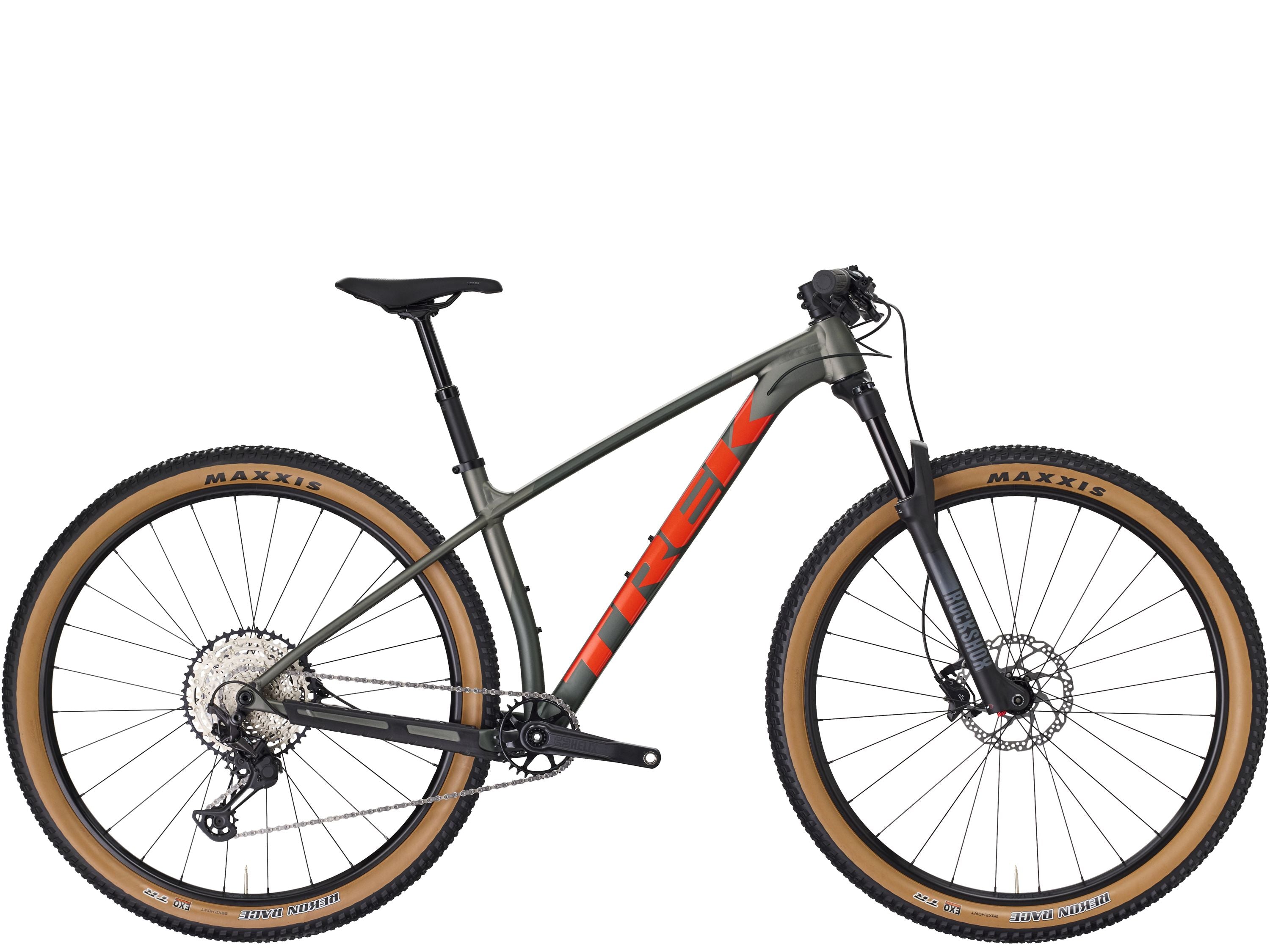 Trek Procaliber 8 mountain bike with Shimano XT groupset, ready for off-road trail riding, shown from the front angle.