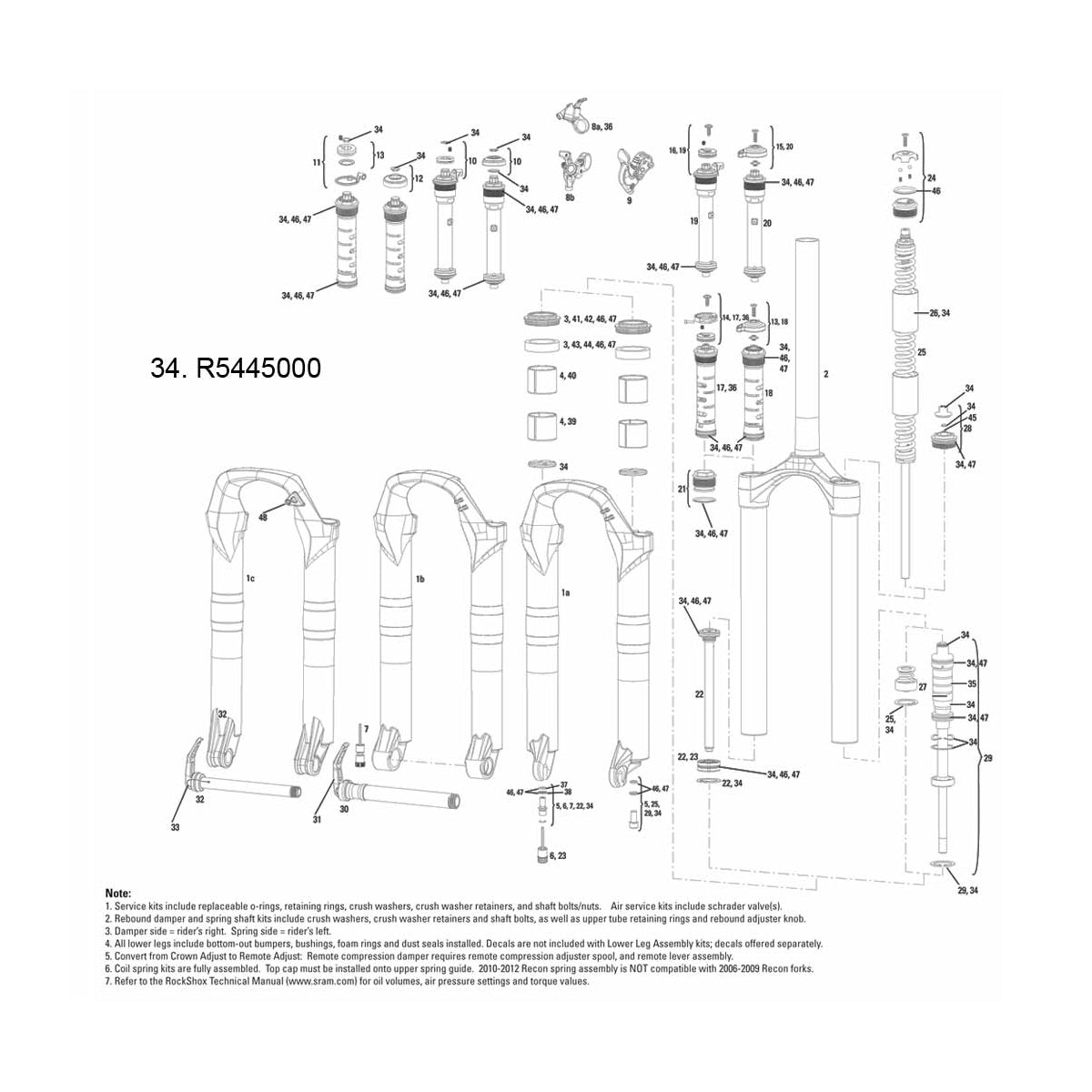 RockShox Spare - Front Suspension Service Kit - 2010 Recon, 2011 Recon Gold