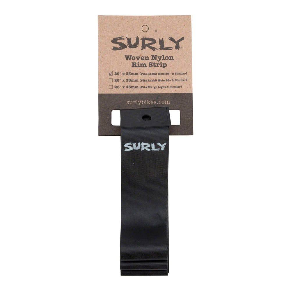 Surly Rabbit Hole rim strips for 26" and 29" wheels, providing tube and tubeless protection for bike rims.