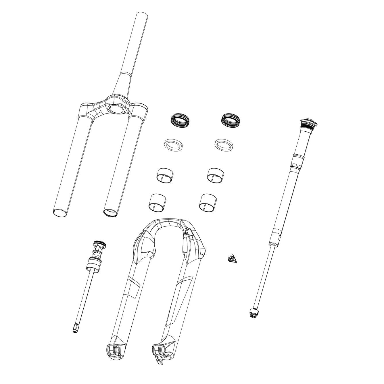 Rockshox Damper Assembly - Crown RL, 27.5/29 (Thread Pitch 1.0mm)(Includes Right Side Internals) - 30 Gold A1+ /Judy Gold A1+ (Boost And Non-Boost)