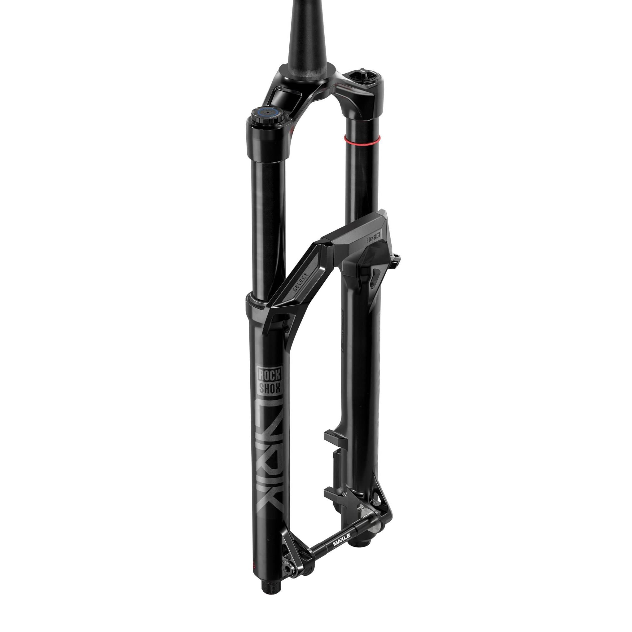 RockShox Lyrik Select mountain bike suspension fork with Delta RC damper, showcasing the black fork with stanchions and crown.