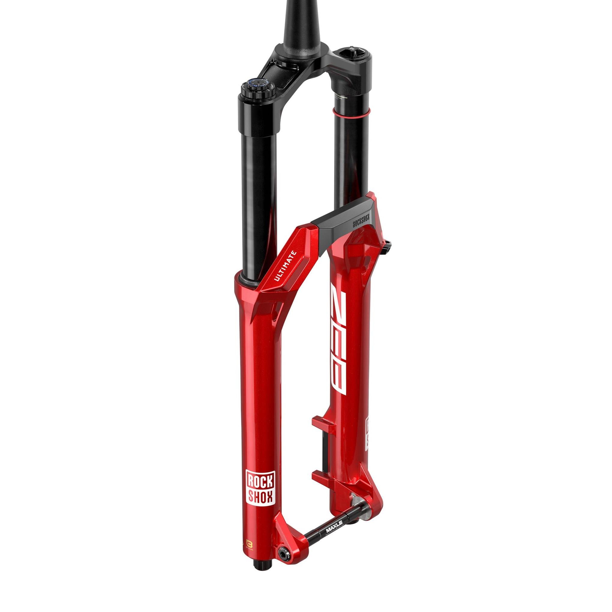 RockShox ZEB Ultimate 29-inch mountain bike fork with Charger 3.2 RC2 damper and LinearXL spring, mounted on a bicycle.