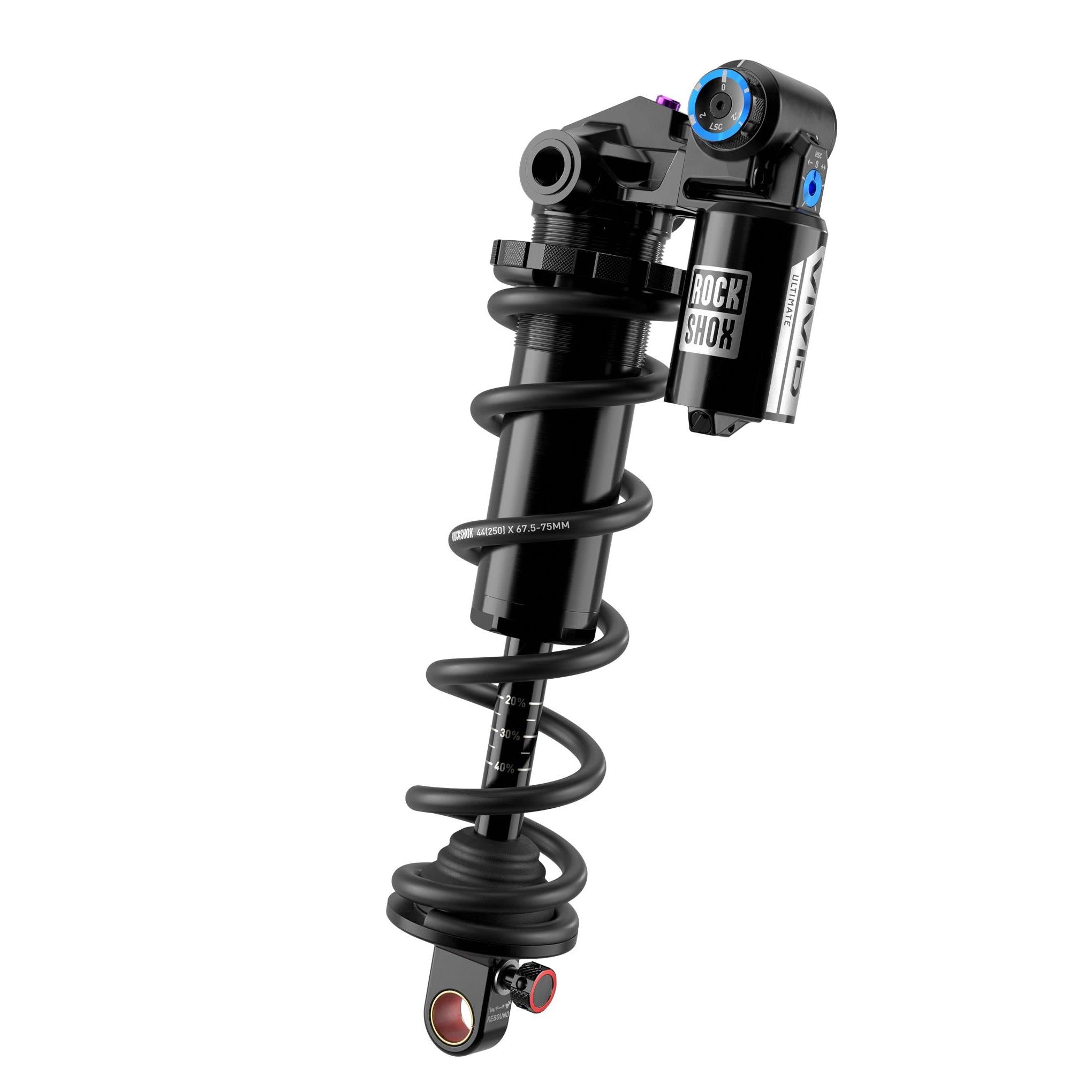 RockShox Vivid Coil Ultimate DH RC2 rear shock for downhill mountain biking, featuring coil suspension and standard mount