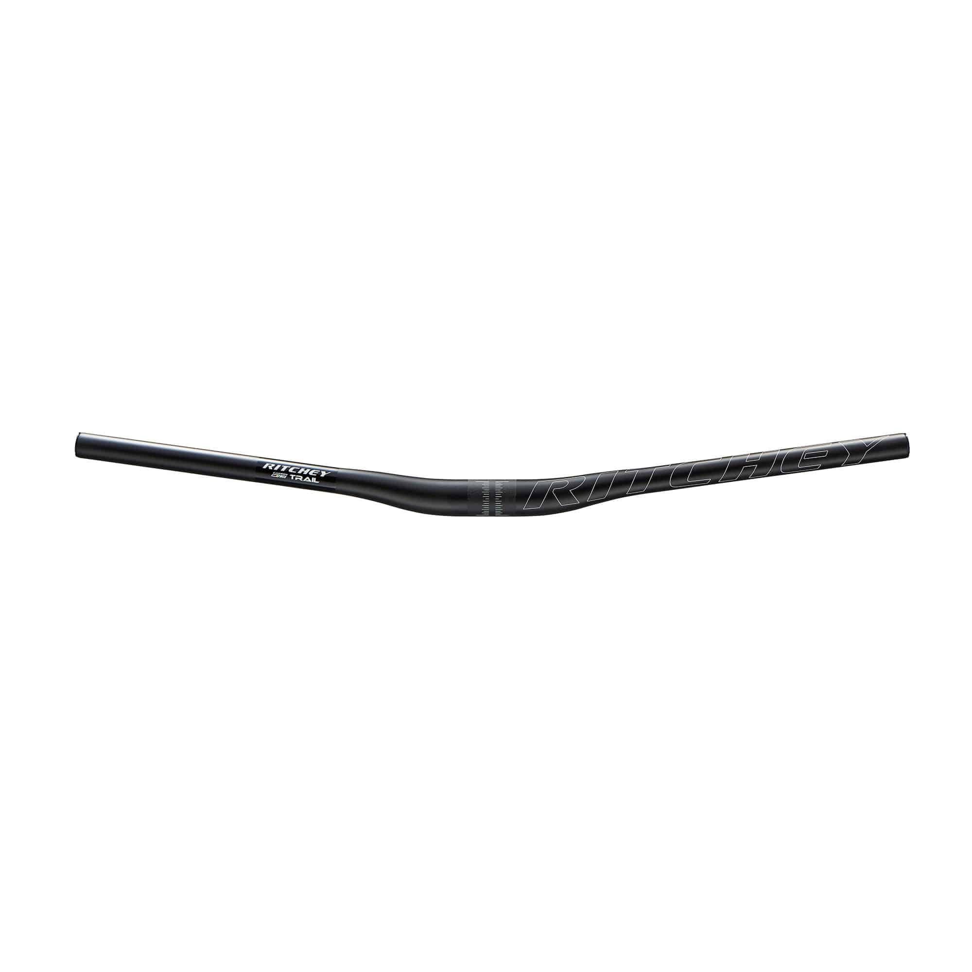 Ritchey Comp Trail Rizer MTB handlebar with 31.8mm clamp, double-butted alloy for mountain biking, shown from a side angle.