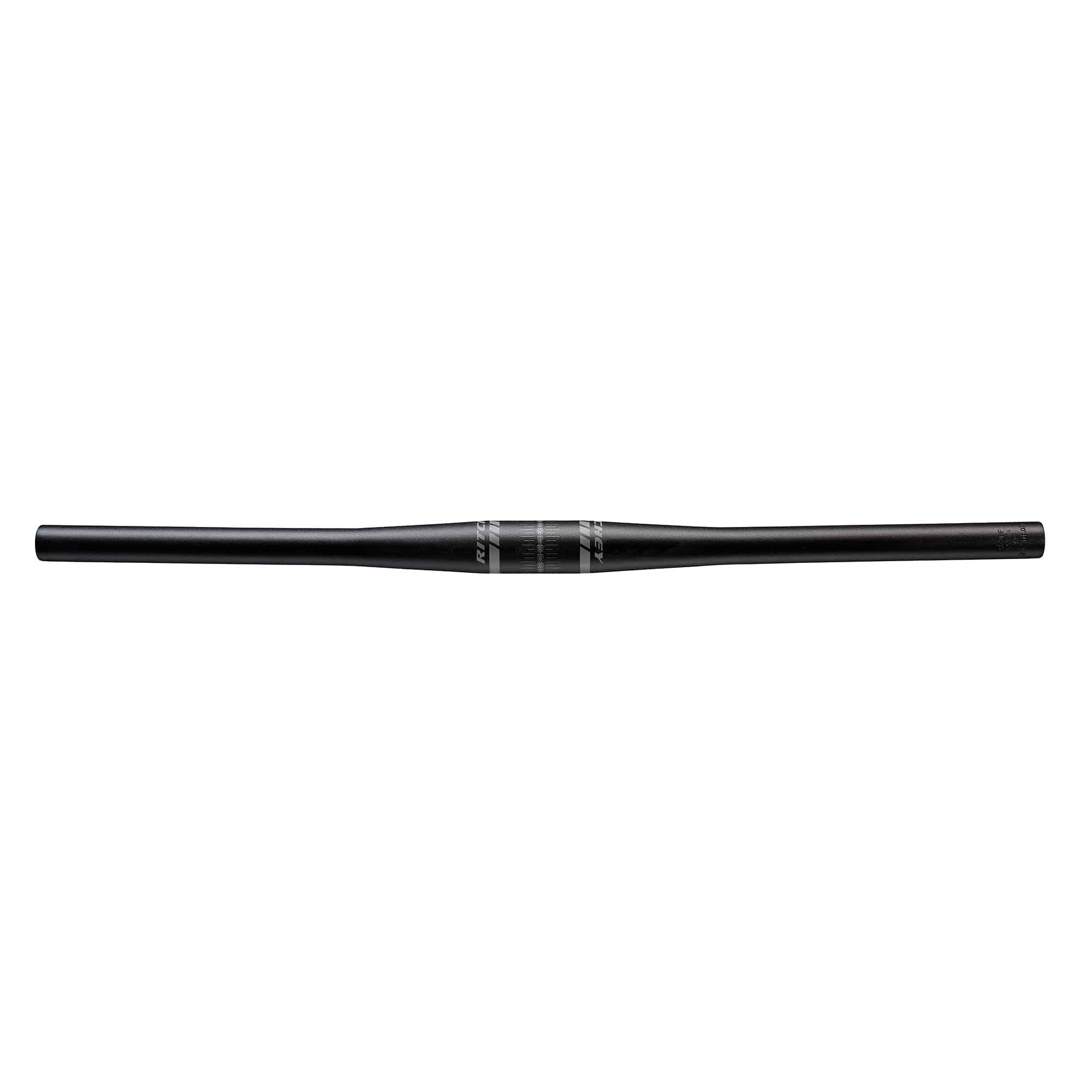 Ritchey Comp Flat MTB handlebar with 31.8mm clamp, adjustable rise, bar-end compatibility, black finish for mountain biking.