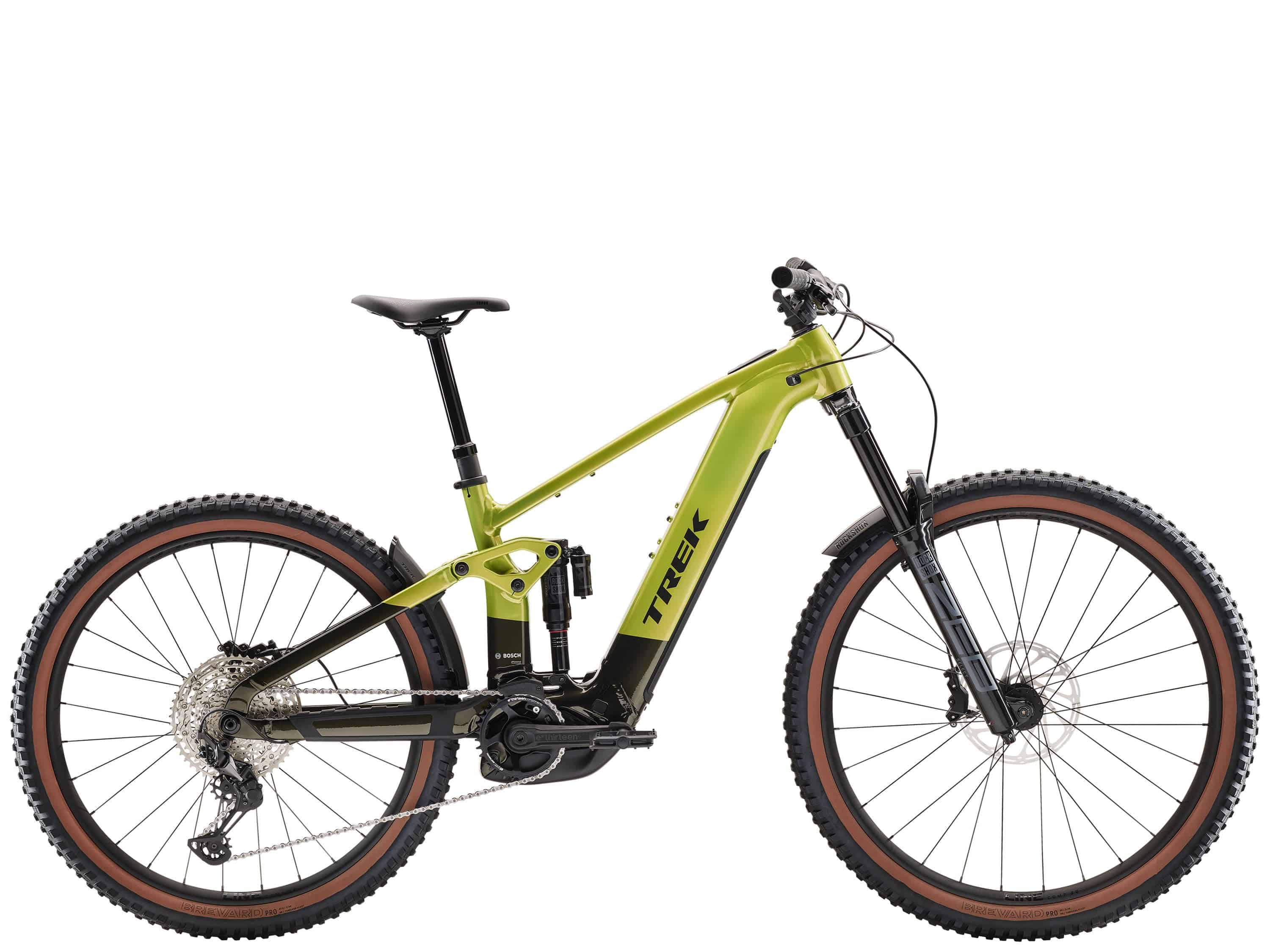 Trek Rail+ 8 electric mountain bike with Shimano Deore XT groupset and Gen 5 motor, shown from the front angle.