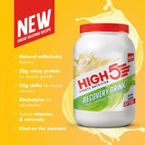 High5 banana vanilla recovery drink tub for post-workout muscle repair and hydration, showing the 1.6kg tub with flavor label.