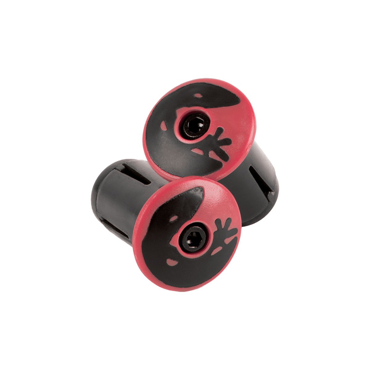 Crimson red Lizard Skins DSP bar end plugs for road bike handlebars, enhancing grip and control with durable component design.