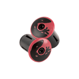 Crimson red Lizard Skins DSP bar end plugs for road bike handlebars, enhancing grip and control with durable component design.