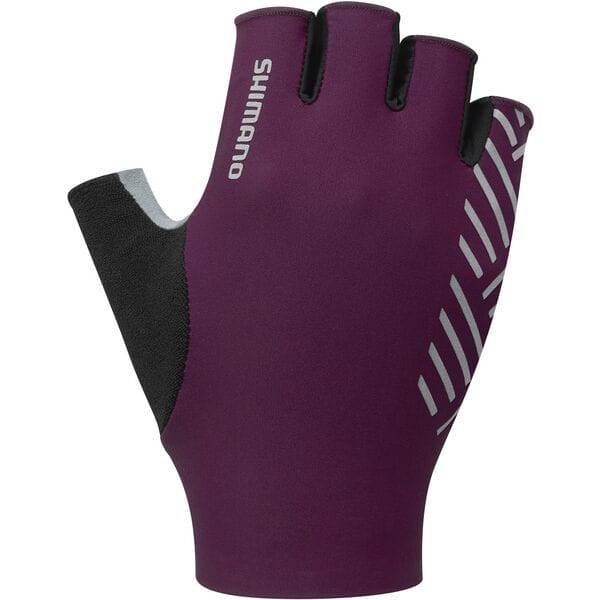 Shimano men's cycling gloves made of breathable, sustainable materials with a reflective pattern for enhanced visibility.