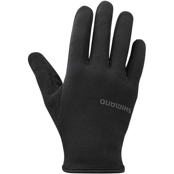 Shimano unisex light thermal gloves with touchscreen fingertips and durable palm for outdoor cycling or cold weather activities.