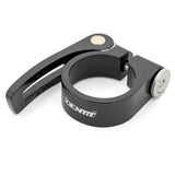 ID quick release seat clamp for easy seatpost adjustment, spare component, durable bike component for secure seat positioning.