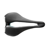 Selle Italia SLR Boost Gravel Ti316 Superflow saddle with light gel padding and high-visibility inserts, designed for gravel biking.