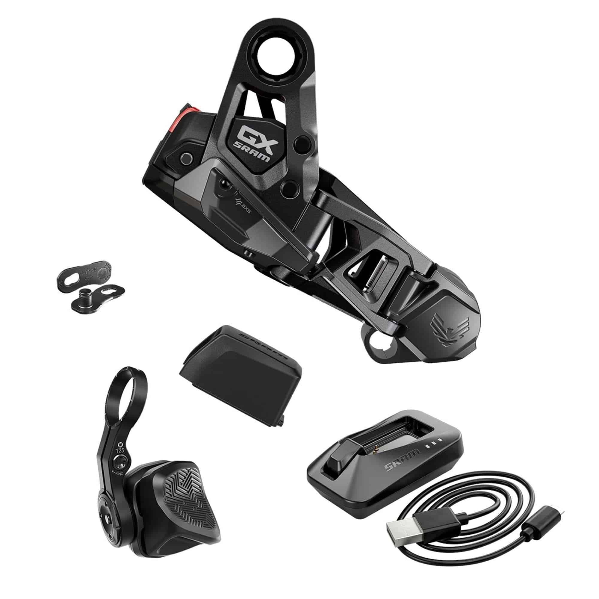 SRAM GX Eagle rear derailleur upgrade kit for mechanical to electronic Eagle 90 & 70, black components for mountain bikes.