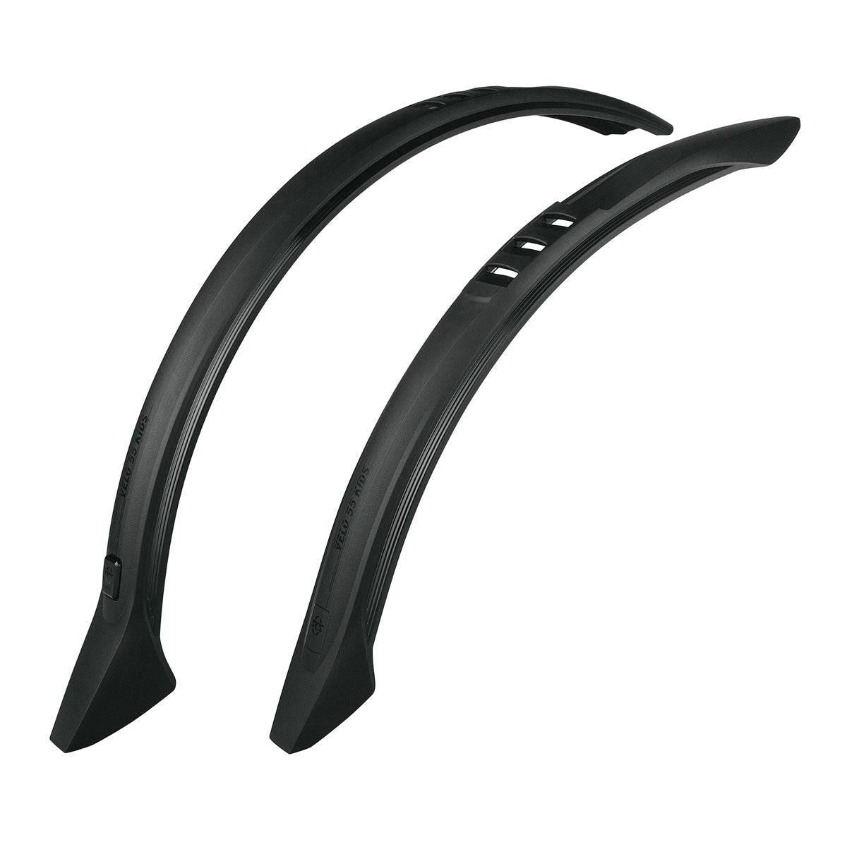 SKS Velo Kids 20-inch mudguard set with clip-on installation for children's bikes, featuring durable plastic guards and mounting clips.