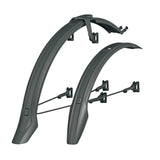 SKS Veloflexx mudguard set for disc brake bikes, durable plastic with quick tool-free installation, mounted on a road bike.