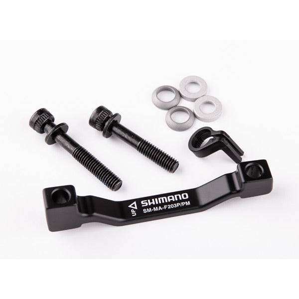 Shimano adapter post spares and accessories for 203mm disc rotor with 180mm mount, compatible with bike components.