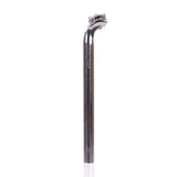 Genetic Heritage II seatpost with micro-adjust 1-bolt system for precise saddle angle, bike component in black with branding details.