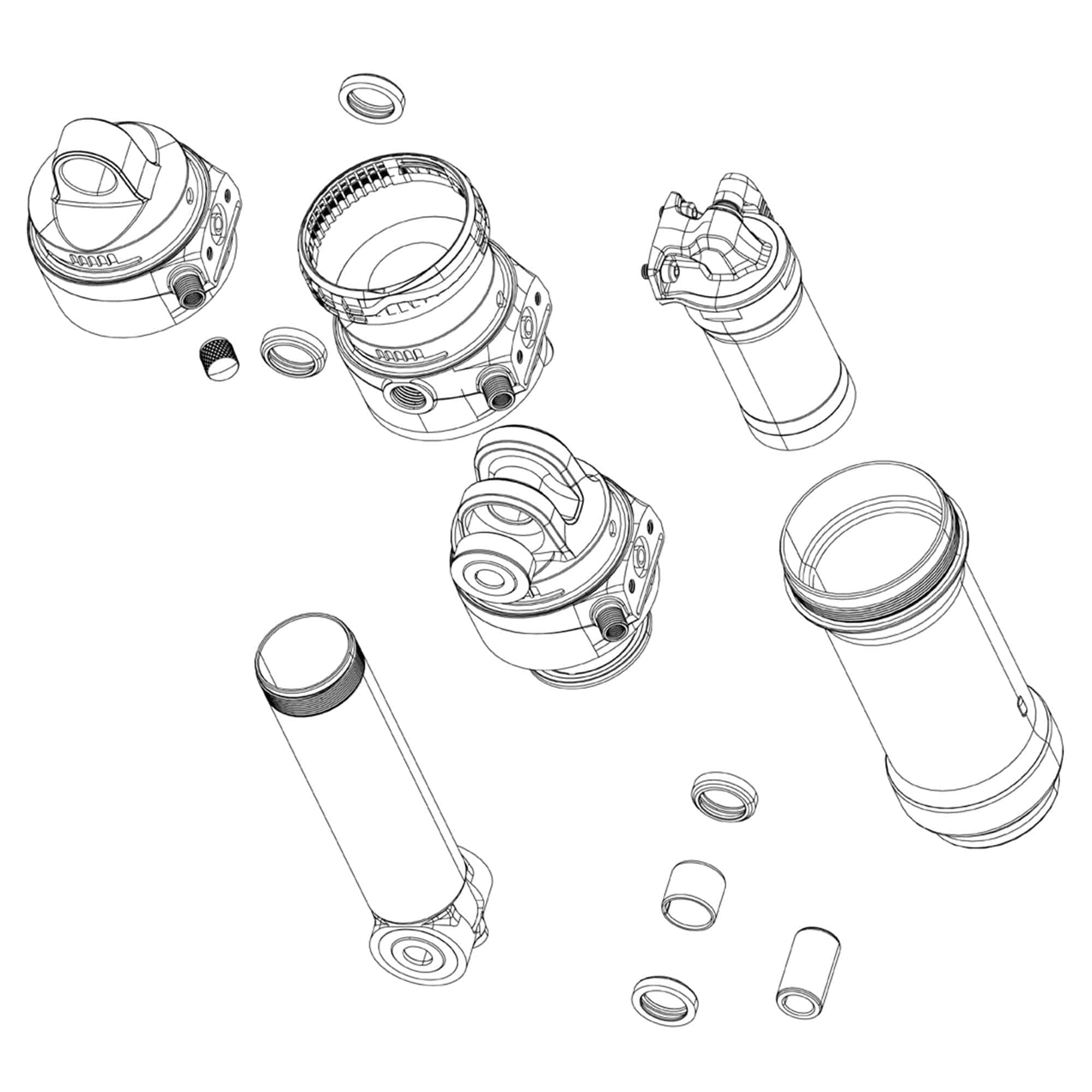 SRAM Super Deluxe Thrushaft C1 2021 rear shock damper body with bushings and seals for mountain bike suspension components.