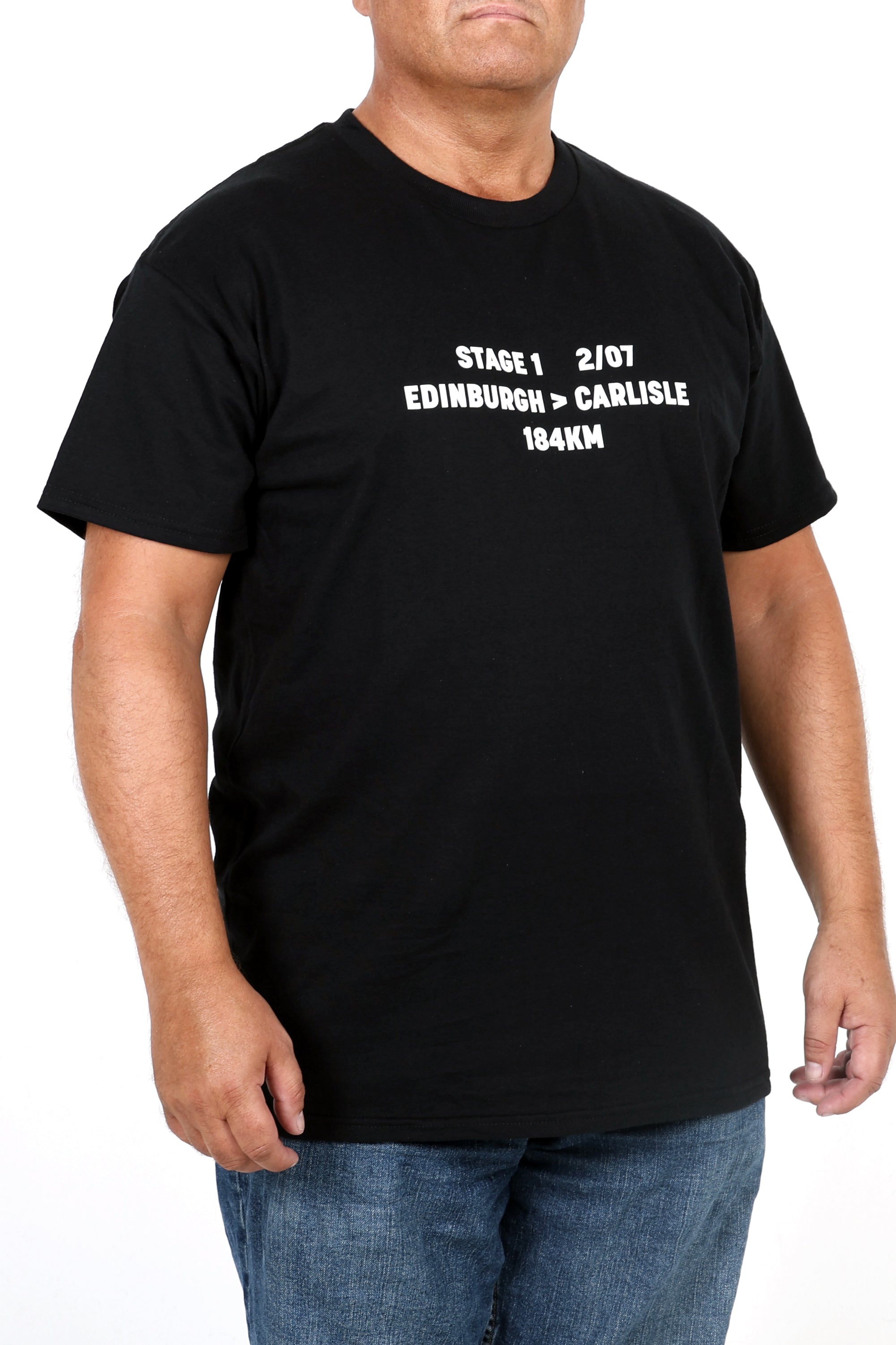 Global Cycling Club Tour de France 2027 T-shirt displaying stage 1 Scotland graphic on breathable cycling clothing.