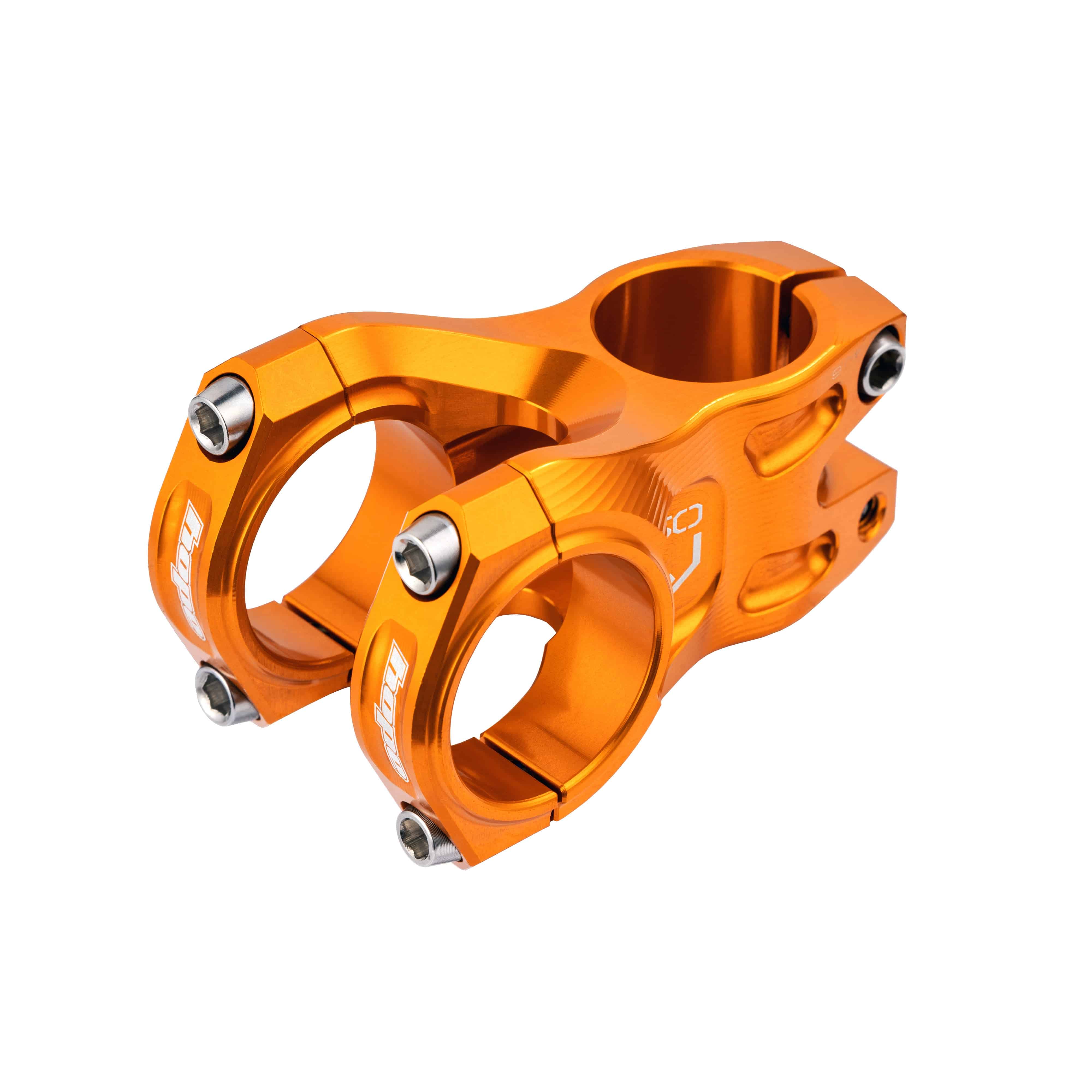 Hope Gravity Stem bike component, durable black handlebar and fork connection, with a sturdy design for stable riding.