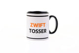 Global Cycling Club Zwift Tosser mug with black handle, cycling-themed accessories, perfect as a cycling gift mug.