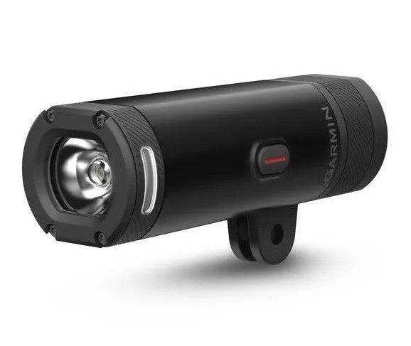 Garmin Varia UT800 Smart Headlight front view showing urban edition design with 800 lumens brightness for cycling accessories