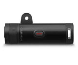 Garmin Varia UT800 Smart Headlight front view showing 800 lumens, urban edition, with adjustable mounting and bright LED beam.
