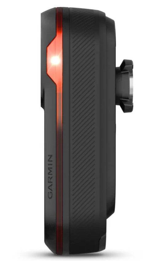 Garmin Varia RCT715 rear bike light with radar and 1080p camera, showing safety features and LED lighting on a bike.