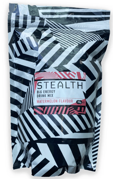 Stealth Big Energy Drink Mix Watermelon flavor in a vegan, gluten-free isotonic powder package, designed for energy boost.
