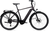 Giant DailyTour E+ 3 GTS 2022 electric hybrid bike with city frame, motor, and battery for urban commuting, side view image.