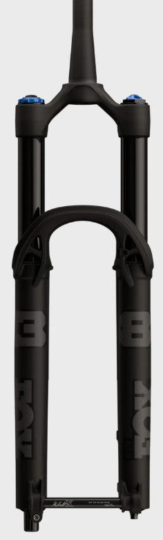 MicroSHIFT Fox 2027 38 Float Pelite MTB fork with tapered 44mm matte black finish and 170mm travel, shown from the side.