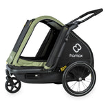 Hamax Pluto medium dog trailer in green, with bike trailer and stroller kit accessories, designed for safe pet transport.