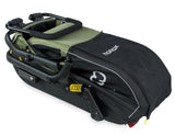 Green Hamax Pluto Medium Dog Trailer from 2023, showing the bike trailer and stroller kit accessories for medium-sized dogs.