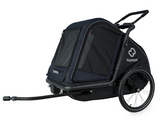Hamax Pluto large dog trailer in navy, designed as a bike trailer and stroller for pets, with mesh sides and durable frame.