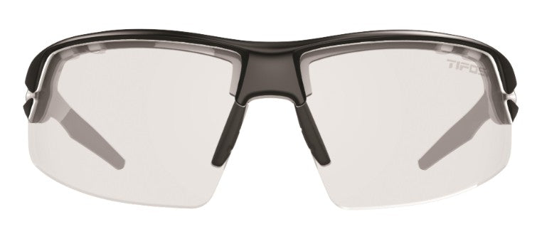 Tifosi Crit Crystal Black Fototec Light Night Lens sunglasses with half RX frame, designed for light-sensitive outdoor use.