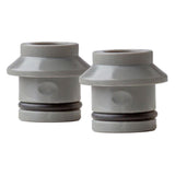 Pair of silver SeaSucker 12x100mm Huske fork mount plugs for bike transport accessories, shown side view.