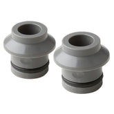 Pair of silver SeaSucker 12x100mm Huske Fork Mount Plugs for bike transport accessories, designed for secure bike rack attachment.
