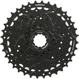 Shimano CUES CS-LG300-9 9-speed cassette for multi-purpose bikes and e-bikes, shown in a close-up image of the components.