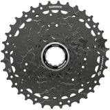 Shimano CUES CS-LG400-9 Link Glide 9-speed bike cassette for multi-purpose and e-bikes, showing the gear sprockets.