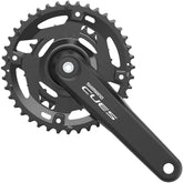 Shimano CUES FC-U4010 2-piece MTB crankset for 9-11 speed drivetrains, showing the crank arms and chainring.