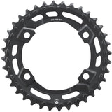Shimano CUES FC-U6000-2 double 36T chainring for MTB, compatible with 11, 10, 9-speed drivetrain, close-up view