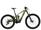 Trek Slash+ 9.7 mountain bike with high-pivot suspension, black and red frame, ready for aggressive trail riding.