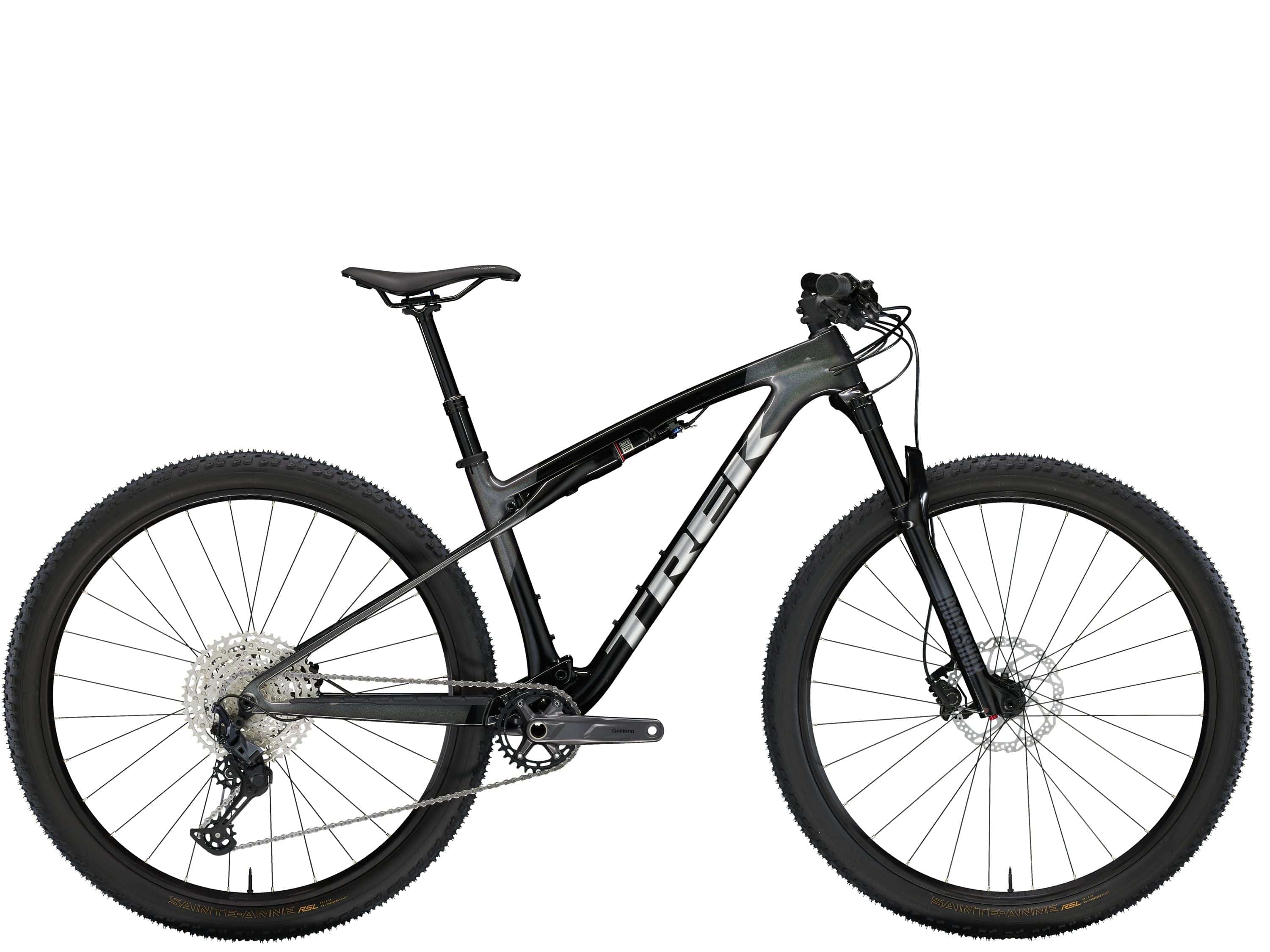 Trek Supercaliber SL 9.6 29er mountain bike with Gen 2 IsoStrut suspension and Shimano SLX 12-speed drivetrain.