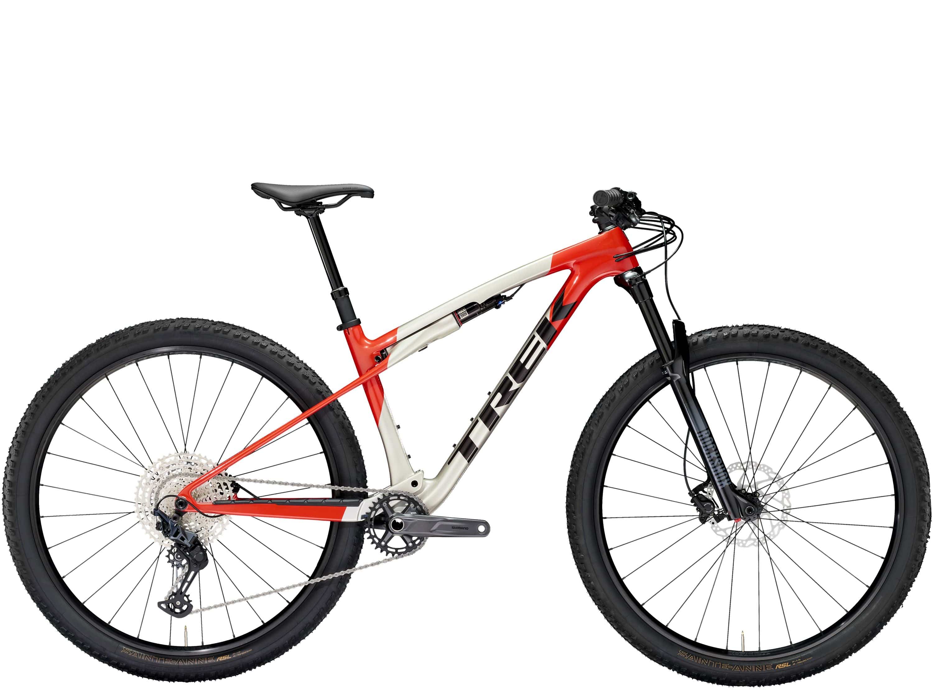 Trek Supercaliber SL 9.6 29er mountain bike with Gen 2 IsoStrut suspension and Shimano SLX 12-speed drivetrain.