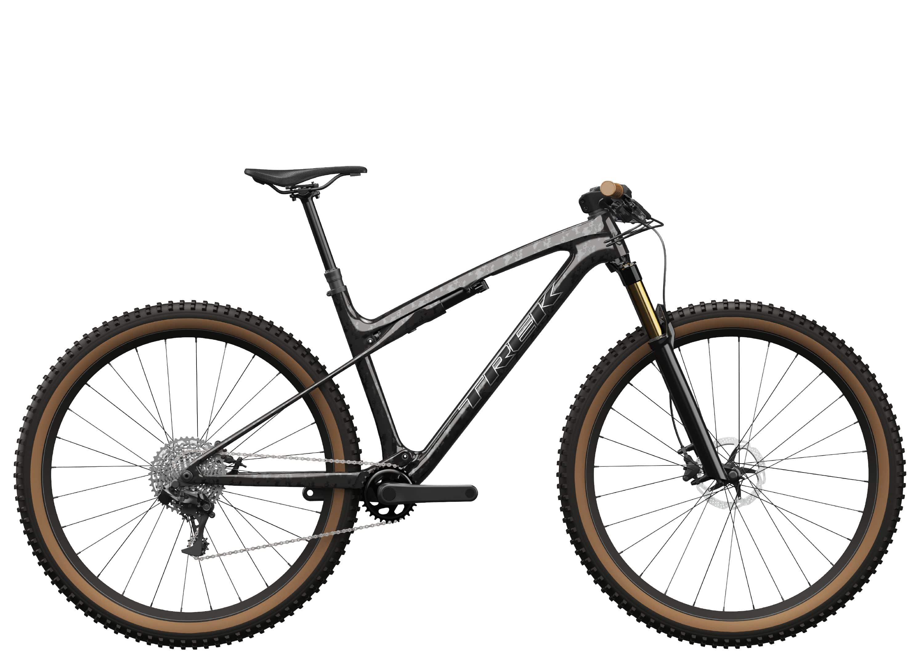 Trek Supercaliber SLR 9.8 XO AXS mountain bike with IsoStrut suspension and lightweight frame, designed for off-road cycling.