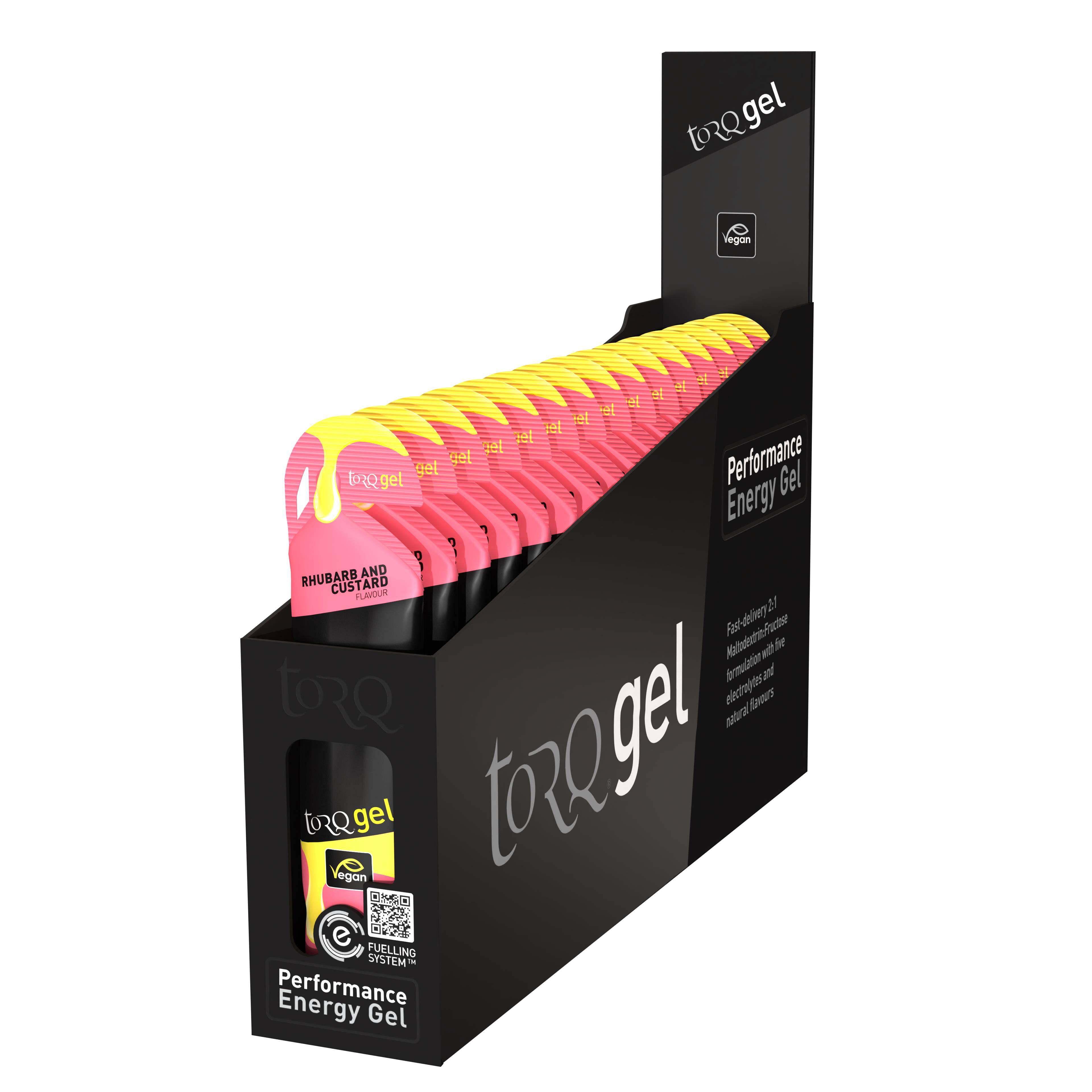 TORQ Energy Gel pack with 15 fast-absorbing carb and electrolyte gels for endurance and energy replenishment.