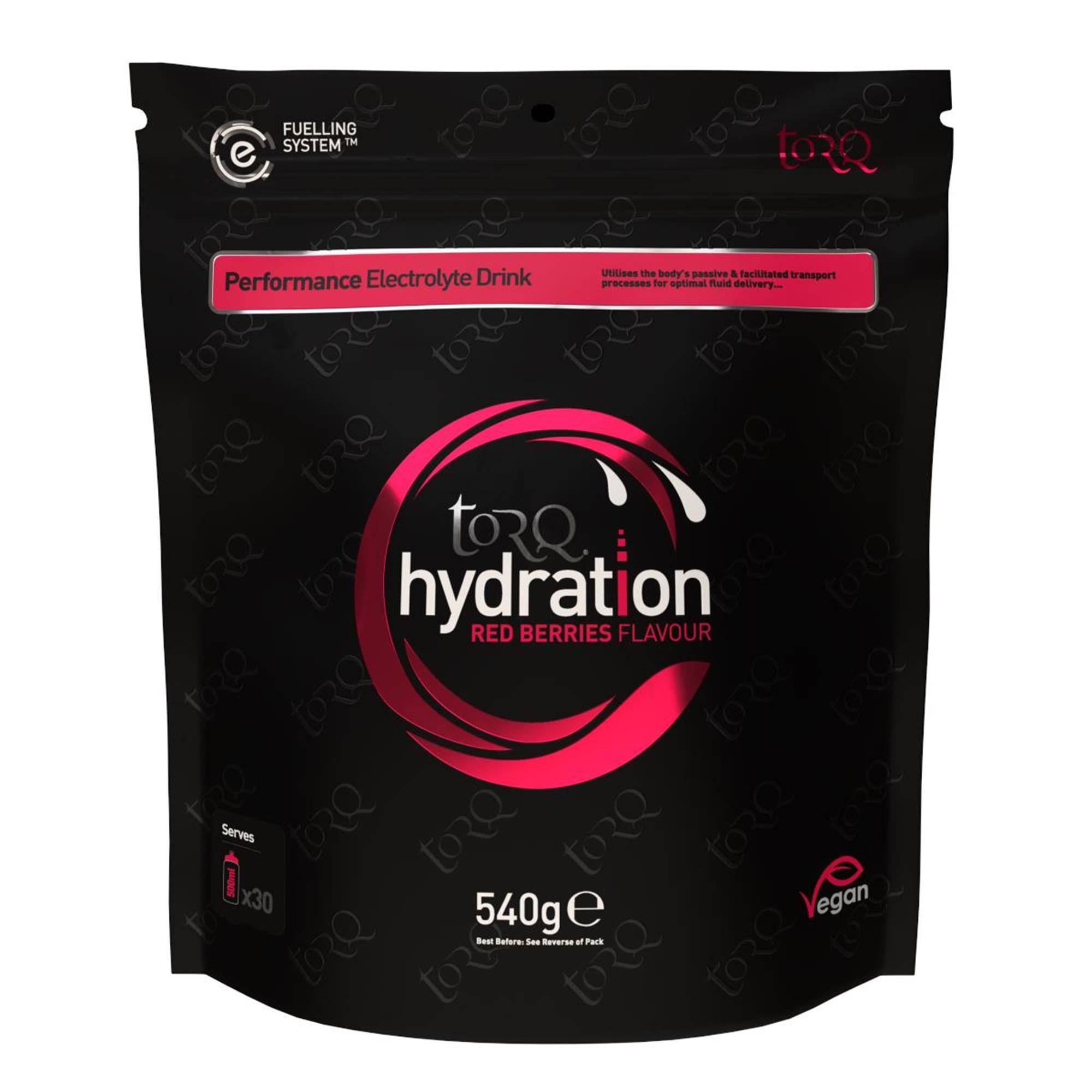 TORQ Hydration Drink Mix powder packet, natural vegan electrolyte supplement for fluid replenishment and hydration.