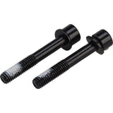 TRP flat mount rear caliper mounting bolts, 2-pack, bicycle brake components with silver finish and threading for installation.